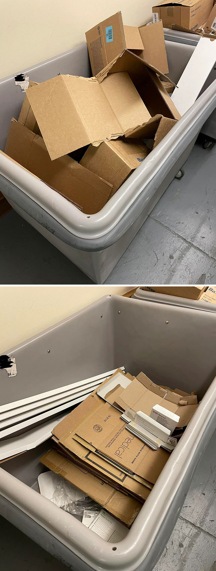 Coworkers Not Collapsing Their Cardboard Before Putting It In The Bin