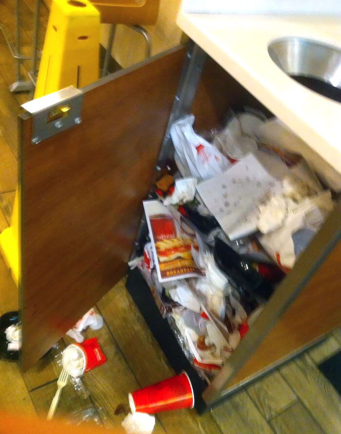 A Coworker Forgot To Put The Waste Bin Back. I Found This 6 Hours Later