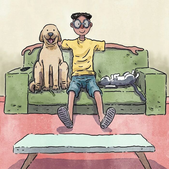 Este artista crea 3 emotivos cómics sobre la vida con un gato y un perro inspirados en sus experiencias personales