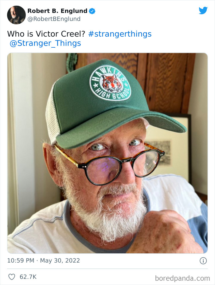 Robert Englund, Who Plays Victor Creel, In A Hawkins High Hat (With Eyes!)