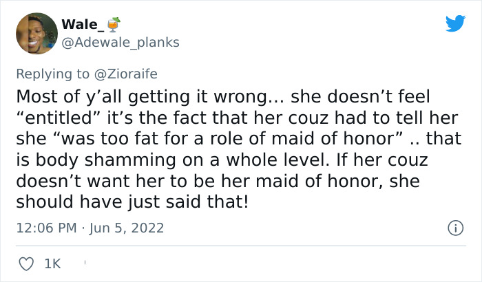 Bridezilla Demands Her Cousin Lose Weight To Be Her Maid Of Honor, The Cousin Calls Her Out Online