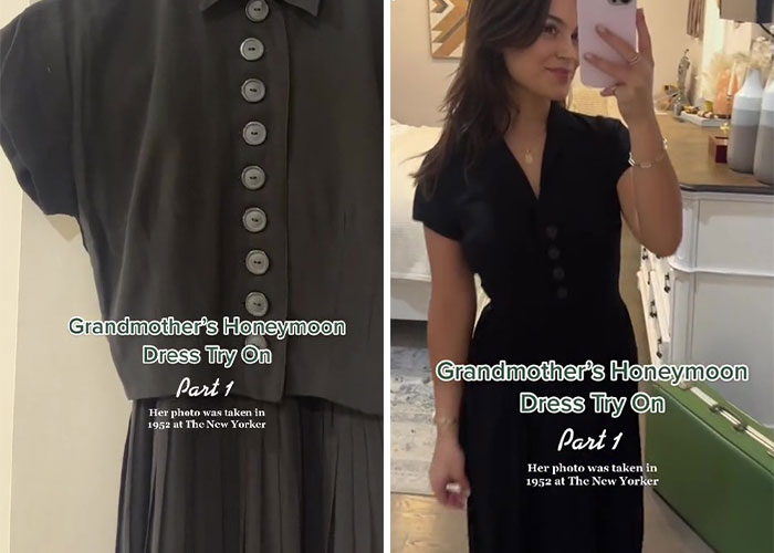 Woman Goes Viral After Trying On Grandma&rsquo;s 1950s Honeymoon Outfits