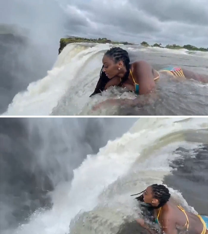 Just Learned That Standing This Close To A 380 Feet Waterfall Is A Thing (Devil's Pool - Victoria Falls)