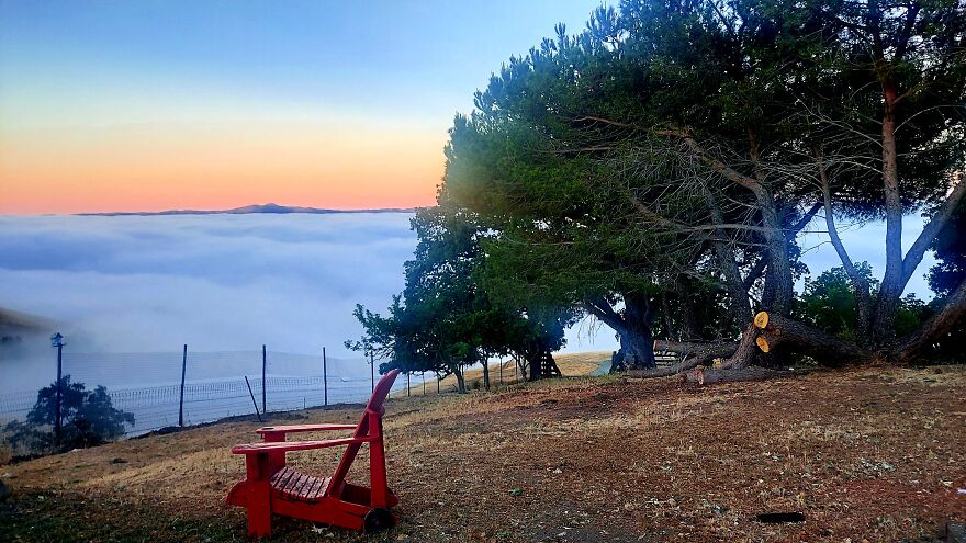 Early Morning Fog Completely Covers The City Of San Jose, Ca.