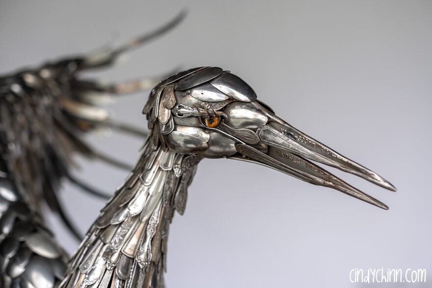 I Made A Life-Size Crane Sculpture Out Of Used Cutlery! I Made A Life-Size Crane Sculpture Out Of Used Cutlery!