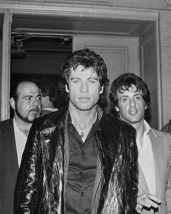 John Travolta And Sylvester Stallone Leaving Studio 54, 1983