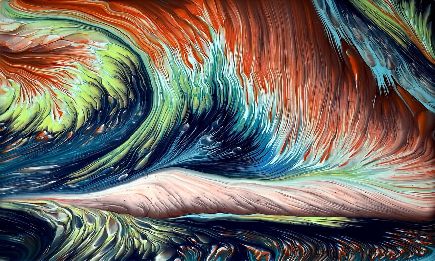 Beautiful Abstract Landscape Painting ~ Split Cup Acrylic Pouring Technique ~ Fluid Art