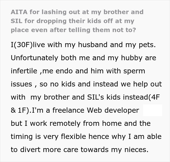 Entitled Brother Drops His Kids Off At Sister's House Without Asking, Wants Her To Pay For Childcare After She Refuses To Babysit