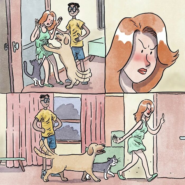 Este artista crea 3 emotivos cómics sobre la vida con un gato y un perro inspirados en sus experiencias personales