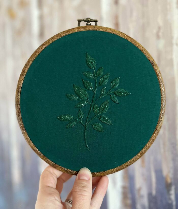 Tried My Hand At Monochrome Embroidery! I Used Dmc Étoile Floss For A Bit Of Added Dimension And Sparkle