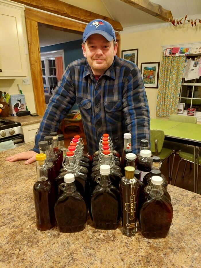 Finished Product! Just Over 10 Liters Of Sweet, Smoky Maple Syrup