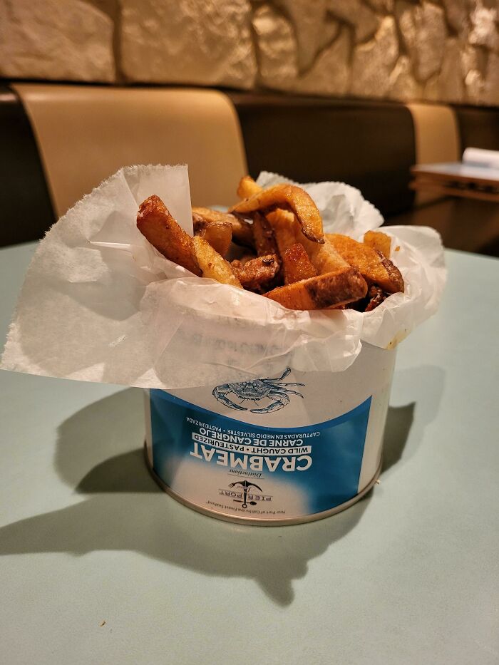Fries In A Can Of Crab Meat