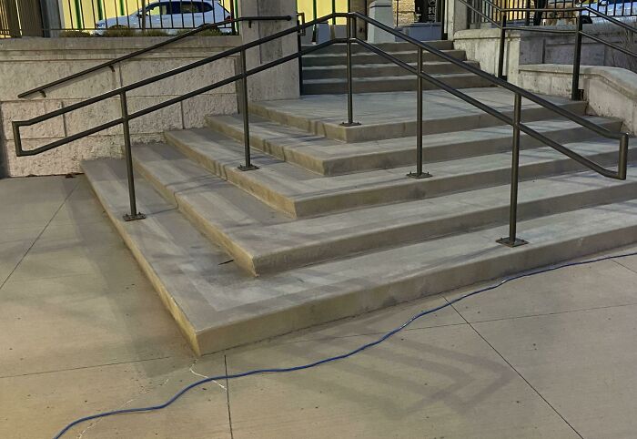 Walked Up This, Then Had To Turn Around Because Of These Useless Railings