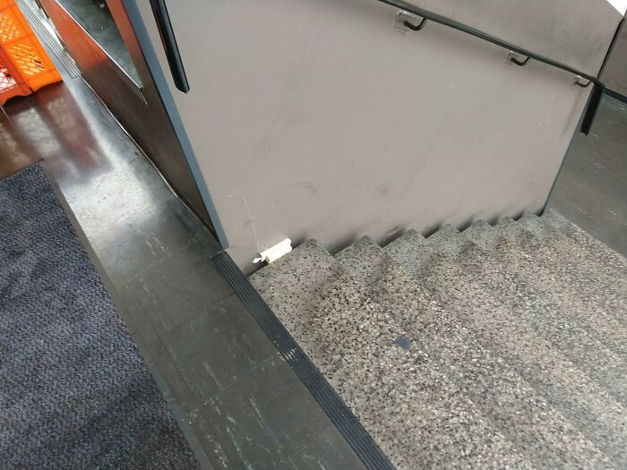 They Wedged The Wobbly Top Stair In Place