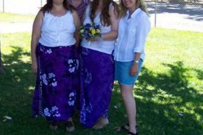 Laid Back Wedding In The Summer. The Bride Wore A Tank Top And Sarong. Her Friend Asked What Her Wedding Dress Would Be (And The Colors)