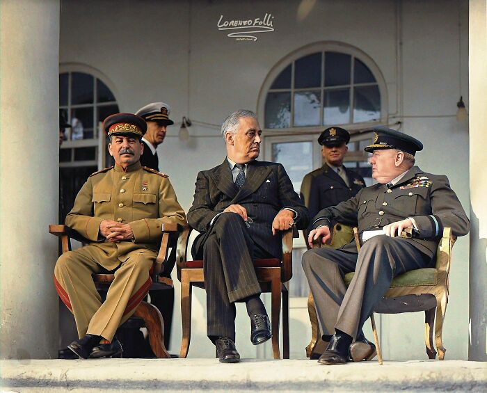 Joseph Stalin, Franklin D. Roosevelt And Winston Churchill, During The First 'Big Three' Conference, November 1943