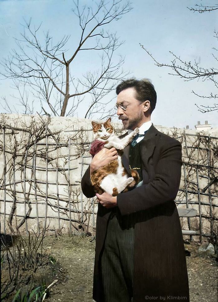 Wassily Kandinsky And His Cat Vaska, 1910s