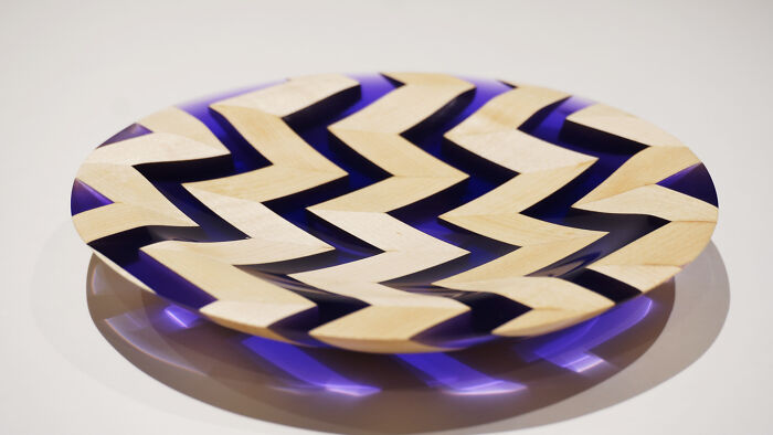 The Chevron Brick Bowl! I Cast These Maple Chevron Patterns In Purple Resin And Turned It Down To A Bowl/Plate