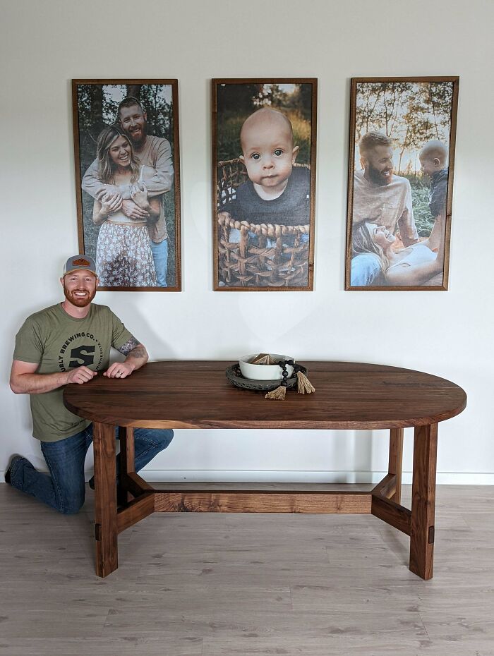 Just Finished Up This Dining Table. Hand Cut Mortise And Tenon Joinery