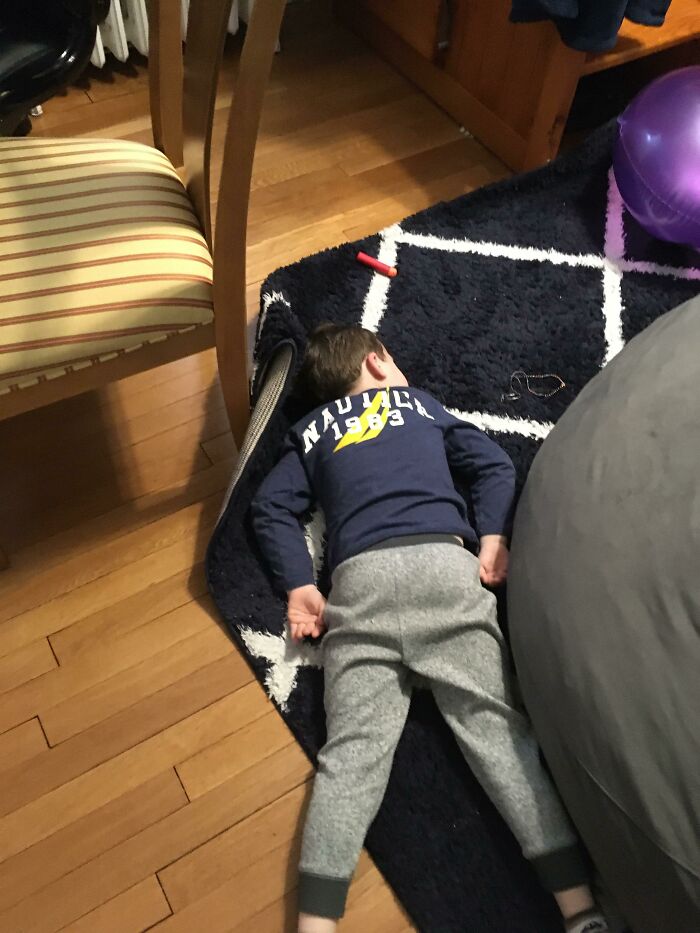 My Brother Is Crying Because I Have A Chair From My Dining Room In My Bedroom. Now He Is Laying Still On The Ground