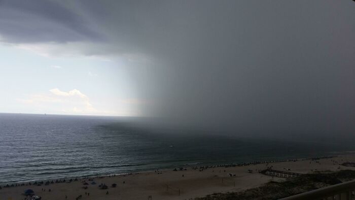 Wall Of Rain On The Beach
