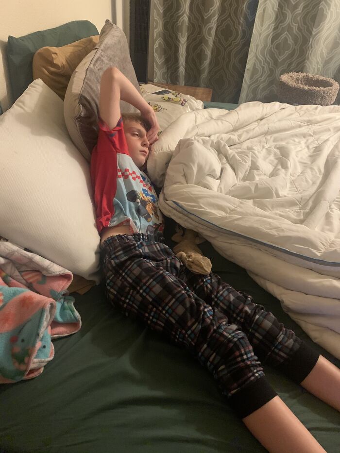 There Is A Boy And A Lizard In My Bed. Always A Surprise When You Have A Child