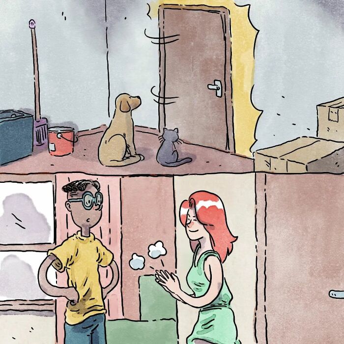 Este artista crea 3 emotivos cómics sobre la vida con un gato y un perro inspirados en sus experiencias personales