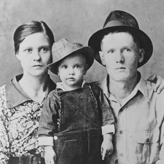 Family Portrait Of A Two-Year-Old Elvis Presley And His Parents Gladys And Vernon, 1937