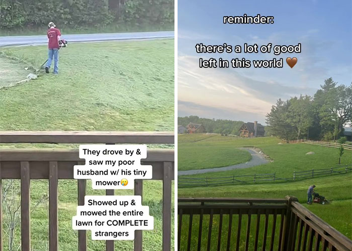 18M People Saw This Video And Loved How These Strangers Jumped In To Help Their New Neighbors After They Bought A Way-Too-Tiny Lawn Mower 18M People Saw This Video And Loved How These Strangers Jumped In To Help Their New Neighbors After They Bought A Way-Too-Tiny Lawn Mower