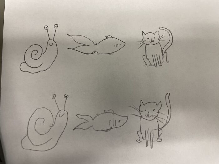 Dominant Hand On Top, Non-Dominant On The Bottom - Some Random Animal Doodles :)