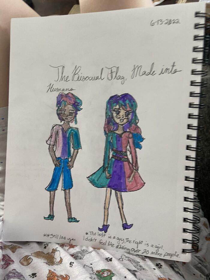 Here’s The Bisexual Flag As Humans. It’s Not My Best, But Yeah