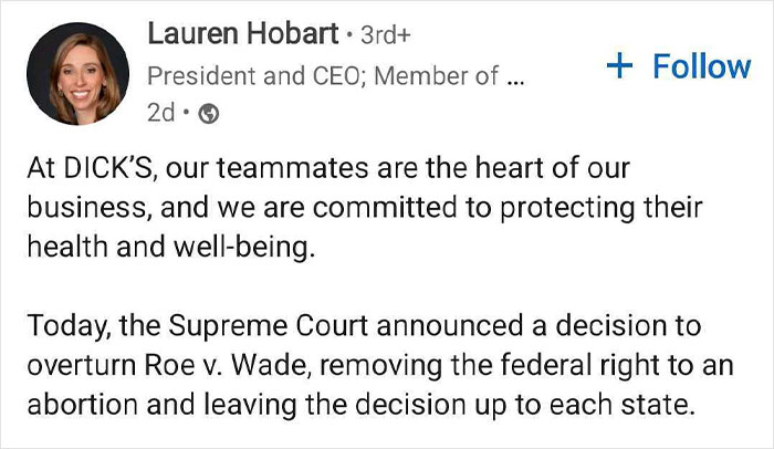 Sporting Goods CEO Goes Viral After Announcing Travel Expense Reimbursement For Employees Seeking Abortions