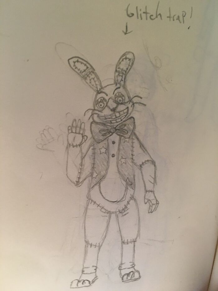 This Isn’t My Favourite Drawing, But I’m Still Quite Proud Of It! It’s Glitchtrap From Fnaf. :3