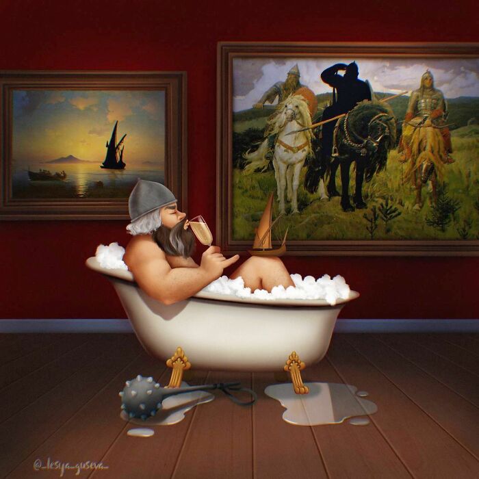 Artist Revealed What Characters Of Renowned Paintings Do At Night When No One Is Watching Them (8 Illustrations)