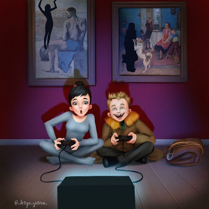 Artist Revealed What Characters Of Renowned Paintings Do At Night When No One Is Watching Them (8 Illustrations)