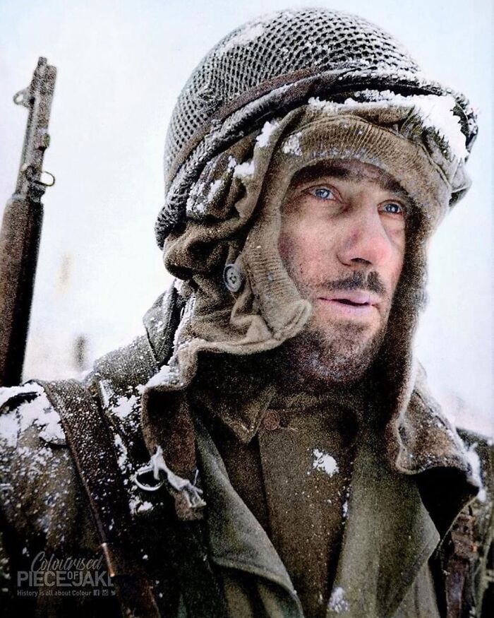 Staff Sergeant Joseph "Sonny" Arnaldo Of New Bedford, Massachusetts, From Company A, 331st Infantry Regiment, 83rd Infantry Division. Photograph Taken In C. 1945 After He Had Just Come Off The Line After 10 Successive Days Of Fighting