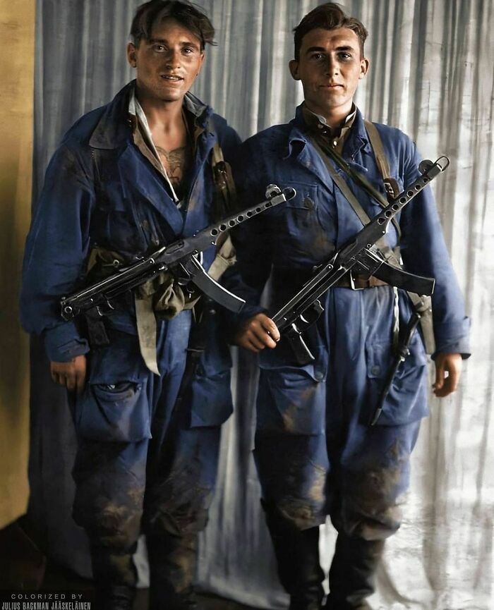 Two Soviet Partisans Of The ‘Alexandrovsky Detachment’ Photographed In C.1943. The Soviet Partisans Were Members Of Resistance Movements That Fought A Guerrilla War Against The Axis Forces During World War II In The Soviet Union, The Previously Soviet-Occupied Territories Of Interwar Poland In 1941–45 And Eastern Finland