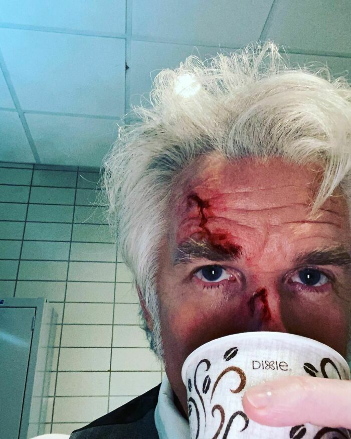 Dr. Brenner/ Matthew Modine Getting Some Caffeine