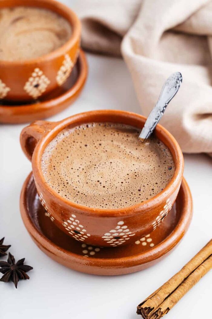 A Mexican Staple: Champurrado. It's Made With Dark Chocolate, Sugar Cane, Cinnamon And Masa 