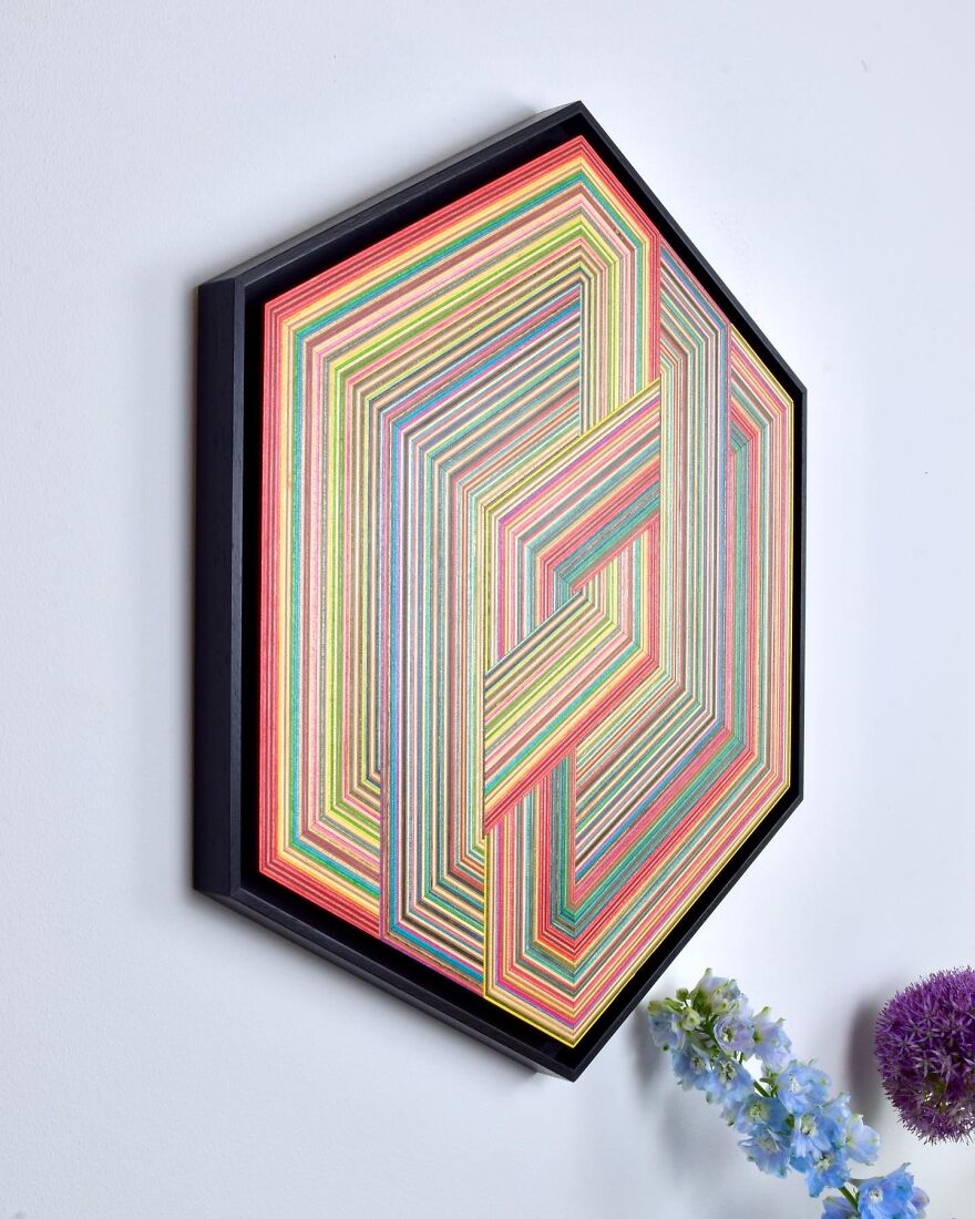 Geometrical Wall Art Made From Old Skateboards