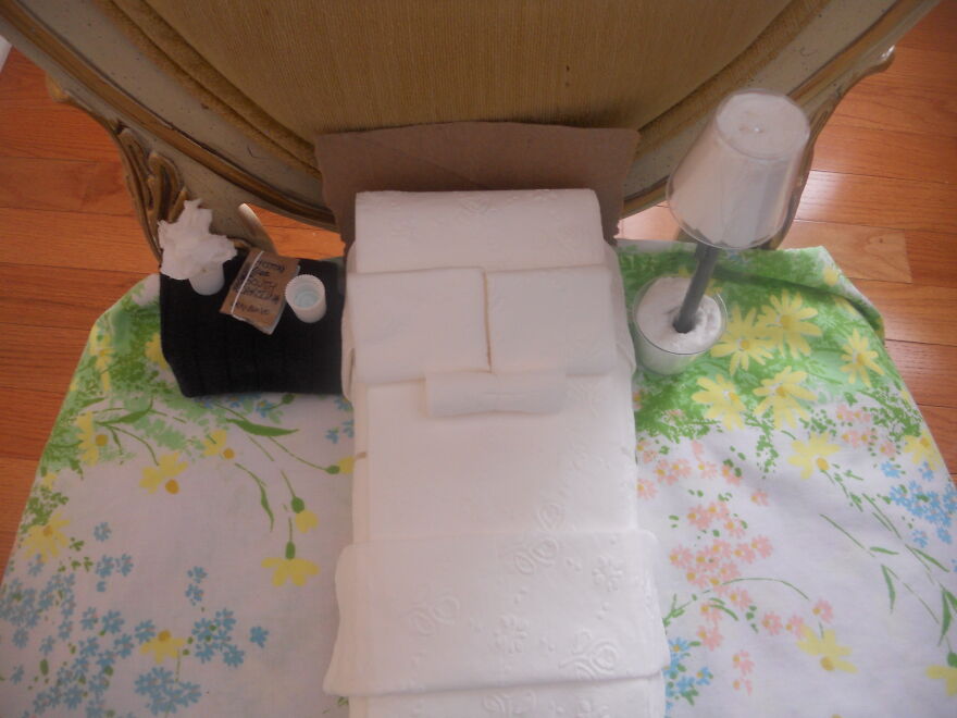 I Was Bored, So I Made A Bed Out Of Toilet Paper