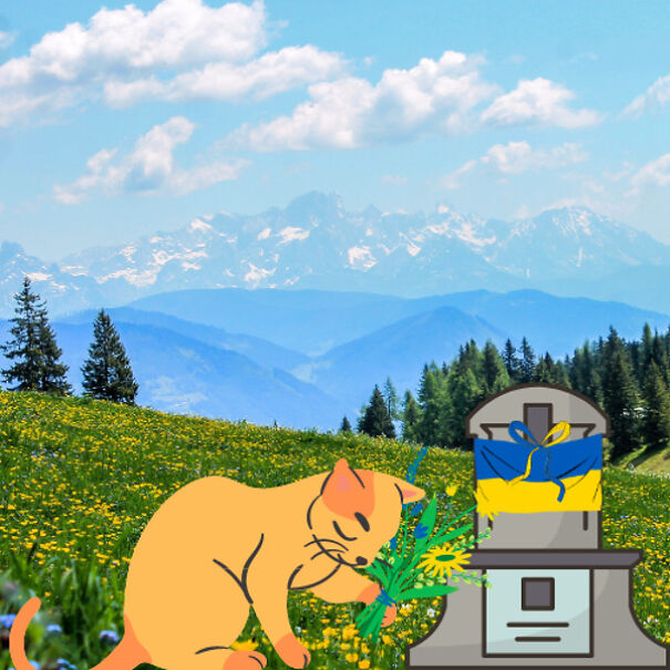 I Make One Cat-Ukraine Artwork Using Canva Everyday