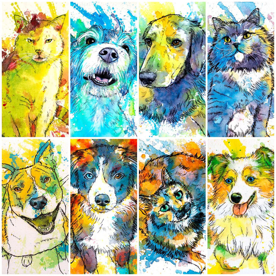 I Turn Your Pet Photos Into Personalized And Colorful Works Of Art