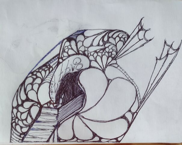 Holding Onto My Broken Heart...(Ball Point Pen) Drawn By: 8^777 December 8, 2021