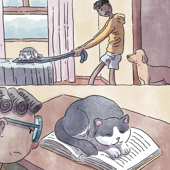 Este artista crea 3 emotivos cómics sobre la vida con un gato y un perro inspirados en sus experiencias personales