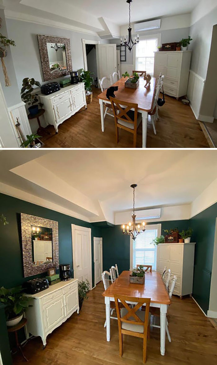 My Girlfriend Wanted To Try A Bold Colour For Our Dining Room. I Think It Turned Out Fantastic!