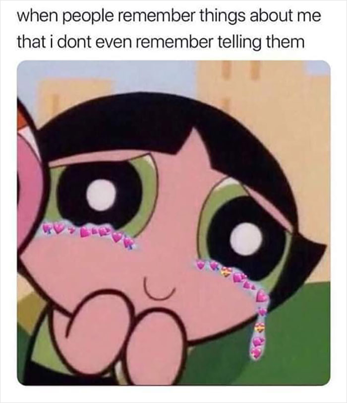 Cartoon character with heart tears, reminding us of wholesome moments.