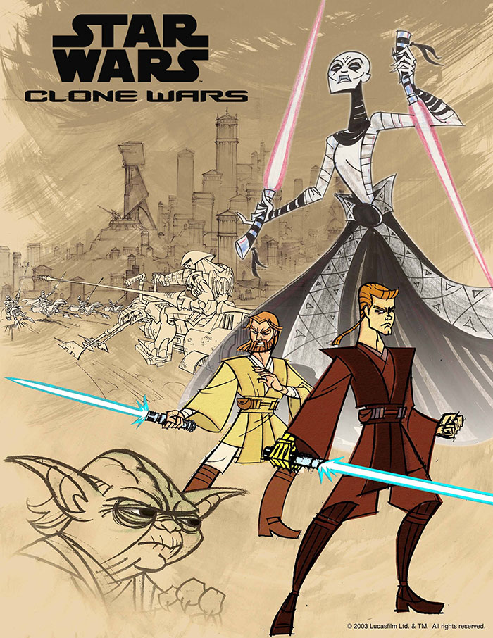 Poster of Star Wars: Clone Wars alien anime 