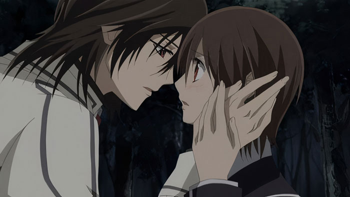 Anime couple sharing an intimate moment in a forest setting, showcasing one of the cutest anime couples.