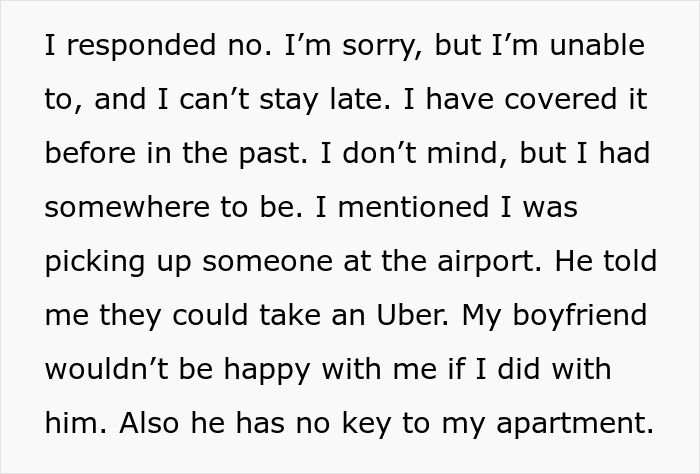 New Boss Is Mad At This Woman Because She Didn't Want To Cover A Shift And Went On Vacation